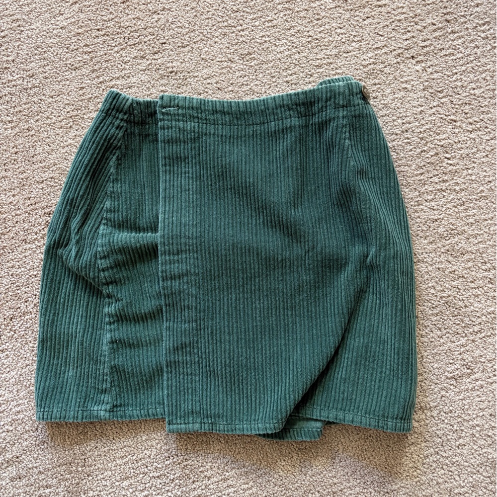 Express Forest Green Ribbed Mini Skirt